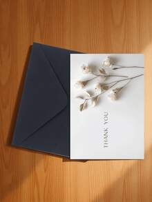 1张精美3D纸艺白玫瑰贺卡，自然简约米色背景，饰以干枯枝条，“谢谢！”竖版设计，适用于表达感谢、节日祝福、一般艺术情感卡片（包含1张卡片和1个信封，尺寸为4.3英寸 x 6.3英寸）。 - 款式B - 查看 22