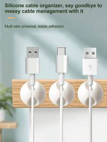 線材固定夾、線材收納器、背膠式線材管理、手機USB充電線固定座、桌面線材收納器、強力背膠線材固定夾，適用於居家、辦公室、汽車、牆面、床頭櫃、桌面線材收納，旅行必備 - 彩色 - 查看 5