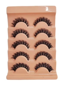 5 Pairs D Curl False Eyelashes 7D Fluffy Russian Volume Large Curl Mink-Like False Eyelashes - Black - View 2