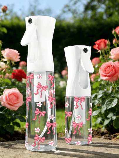 Bow Pattern Transparent Pet Refillable Outdoor Watering Can, Watering Can And Plant Mister, Multi-Function Fine Mist Spray Bottle, Suitable For Outdoor Garden, Indoor/Outdoor Gardening Fine Mist Watering Can, Travel And Business Trip, Makeup Remover Dispenser, Reusable Hair Gel Bottle, Continuous Spray Nozzle For Styling, Cleaning, Plant Care And Facial Moisturizing
