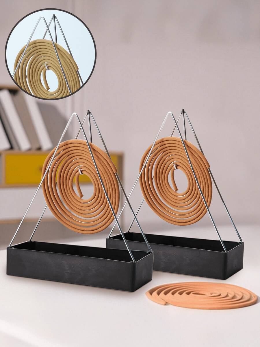 1pc Stylish Triangle Mosquito Coil Holder - Metal Hanging Ash Collector, No Power Required, Innovative Home Incense Holder With A Modern Design For Summer Decoration, Incense Holder - A - View 1