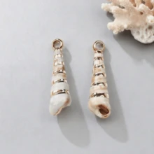 10件套贝壳金边吊坠，亚克力海洋生物挂件，DIY手链项链耳环配件，夏季海滩度假女孩礼物 - 彩色 - 查看 5