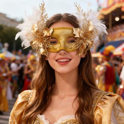 逼真花叶闪光羽毛面具，女士派对服装配饰，并排花朵造型，神秘性感妆容舞会面具