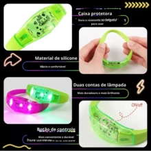Voice-Activated LED Wristband That Flashes In Sync With Music, Featuring 3 Light Modes, Ideal For Parties, Graduations, Club Events, Birthdays, And Many Other Occasions. - 隨機顏色 - 查看 10