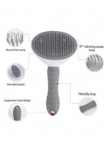 1 Bộ Bàn Chải Chải Lông Thú Cưng, Thích Hợp Cho Chó & Mèo, Dùng Để Chải Lông & Chăm Sóc Lông, Quà Tặng Ngày Valentine, Đồ Dùng Làm Sạch & Chăm Sóc Thú Cưng Cho Đám Cưới - Xám - Xem 7