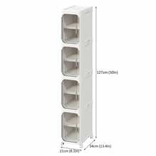 4-Tier Slim Room Storage Cabinet, Narrow Rolling Organizer With Wheels, Adjustable Shelves, Magnetic Doors, Waterproof And Stable Bathroom Storage Organizer, Slim Storage Cabinet For Small Spaces(White) - White - View 4