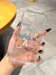 Mother's Day 1pc New Creative "MAMA" Floral Pattern Transparent Phone Case Suitable Compatible With Apple 17 Pro Max/17 Pro/Air/16 Pro Max/16 Pro/16/16 Plus/15 Pro Max/15 Pro/15/15 Plus/14 Pro Max/14 Pro/14/13 Pro Max/13/13 Pro/12 Pro Max/12/12 Pro/11/11 Pro Max/11/11 Pro/Xs Max/Xr/X/Xs/7/8/7 Plus/8 Plus - Clear - View 4
