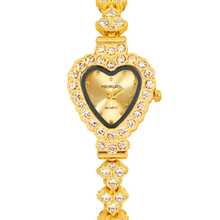 1件装女士心形水钻金色钢带休闲学生石英腕表，韩版 - 均碼 - 查看 8