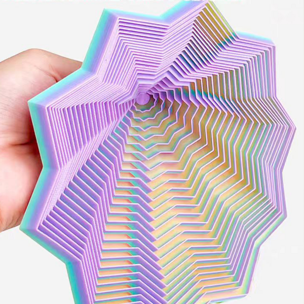3D打印减压星光学错觉折叠拼图玩具，多边形胡萝卜塔螺旋3D桌面