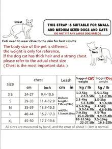 1 Set Soft & Comfortable Pet Harness Leash + Leash, Reflective Adjustable Cat Dog Leash, No-Choke Small Pet Leash, Vest-Style Cat Leash, Cat Walking Leash, Suitable For Autumn/Winter - Red - View 2