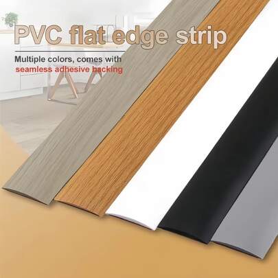 1PC 1m/39.37inch PVC Wood Floor Transition Strip Edge Closing Strip Self-Adhesive Seam Strip Flat Buckle Dge Pressing