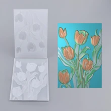Plantilla de relieve en 3D con flores degradadas, para hacer álbumes de fotos, tarjetas y carpetas de artesanía con textura en 3D, ideal para entusiastas de la manualidad - Multicolor - Ver 10