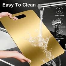 3 piezas/1 pieza Tabla de cortar antihongo de acero inoxidable de doble cara para uso doméstico - Dorado - Ver 9