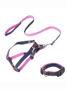 Bộ dây đeo và dây dắt chó bằng vải denim - Có thể điều chỉnh, vừa vặn thoải mái cho chó nhỏ đến lớn - Chất liệu polyester bền, dây dắt, họa tiết gấu bông. - Nhiều màu - Xem 8