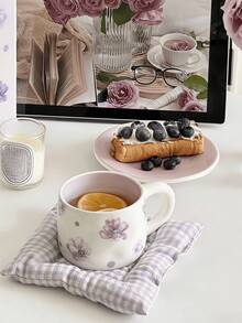 Bộ 1 tách và đĩa sứ vẽ tay hoa violet, tách và đĩa cà phê màu tím kiểu Pháp sang trọng, tách và đĩa trà chiều lãng mạn và nữ tính, thích hợp cho nhà hàng, phòng khách, quán cà phê, tiệc tùng và làm quà tặng. - Nhiều màu - Xem 3