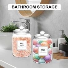 2PCS Large Glass Jars, Drying Paper Storage Rack Set, With Lids And Labels, Laundry Room Organizer Containers, Spoon Included, Half Gallon Sass, Laundry Detergent Storage, Coffee Storage, Dispensing Bottles And Storage Bottles - Trong sáng - Xem 2