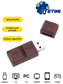 Unidad flash USB de 32GB con apariencia de chocolate Biyetimi, unidad flash USB de 64GB/128GB con diseño de pingüino de dibujos animados, unidad flash USB creativa de 8GB, regalo de boda - Marrón Chocolate - Ver 2