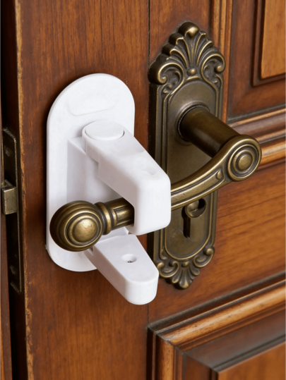1/2pcs Lock With Anti-Unlock Feature, Lift Lock, Anti-Theft, No-Drill Door Handle Lock. Easy Installation, No Tools Required. Ideal For Security, Furniture Decoration, And Travel Accessories.