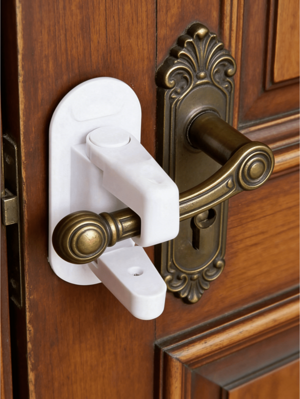 1pc Anti-Theft Door Handle Lock, Lift-Up Door Lock Safety Device, Anti-Theft & Child-Proof, No Drilling Required, Easy Installation Without Tools, Anti-Theft Product, Child Safety Product, Christmas Decor