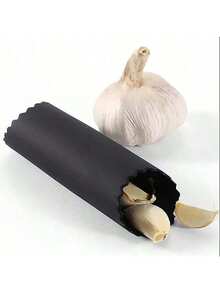 1个硅胶蒜瓣剥皮器，耐用便捷，厨房工具，手动蒜瓣剥皮器，适合厨房使用 - 黑色 - 查看 3
