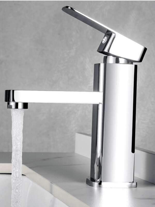 1个现代黑色方形面盆浴室水龙头，带冷热水调节功能 - 不锈钢材质，简约设计，适用于盥洗台、浴室和房车，房车浴室水龙头 | 时尚金属饰面 | 不锈钢水龙头浴室配件浴室工具，1个方形不锈钢水龙头浴室水槽水龙头单把手单孔或三孔台上式台盆水龙头现代房车浴室台盆水龙头（黑色、金色可选）浴室配件浴室工具