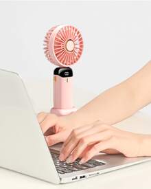 DOSYU Ventilador de Mano Recargable USB - Mini y Portátil, 5 Velocidades, 4200mAh, con Base -deal para Escritorio  Material ABS, USB, 5 Medidas 188x90x46,5 mm,  Peso 190 g Abanico - ROSA - Ver 6
