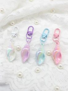 Porte-clés léger et mignon en forme de conque pastel, charm de sac en coquillage irisé pour femmes, accessoire de voyage parfait pour les sacs et les voitures, cadeau d'anniversaire ou de fête idéal pour les amis et la famille, accessoire de sac kawaii avec porte-carte d'identité et sac de rangement pour pièces de voiture, cadeaux pour la mère, le père, la remise des diplômes et l'enseignant - Conque bleue - Voir 7