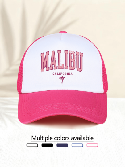 1pc "MALIBU CALIFORNIA" Letter Print Baseball Sponge Cap, Retro American Style Minimalist Casual Versatile Fashionable Unisex Accessory, Suitable For Outdoor Activities, All Seasons