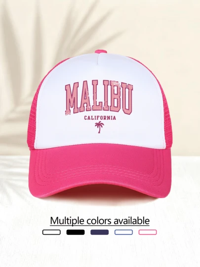 1pc "MALIBU CALIFORNIA" Letter Print Baseball Sponge Cap, Retro American Style Minimalist Casual Versatile Fashionable Unisex Accessory, Suitable For Outdoor Activities, All Seasons