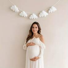 5 Stück/Set Nordischer Stil Filz Wolken Wandbehang Dekoration, geeignet für Kinderzimmer, Babybett, Zelt, Raumdekoration, Fotografie Requisiten, Party Banner, verwendbar für Geburtstagsdekoration, Taufe, Geschlechteroffenbarung, Muttertagsgeschenk - Verschiedenfarbig - Übersicht 3