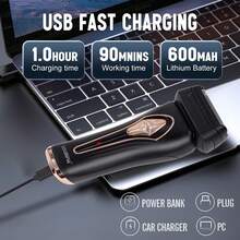 1pc USB Rechargeable Electric Shaver, Men's Dual Mesh Shaver, Floating Shaving Head, Sideburns Trimmer - Multicolor - View 8