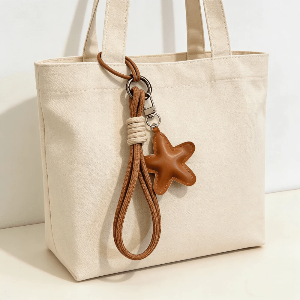 1pc Handmade Cute Star Shaped Bag Charm, Keychain, Minimalist Elegant Phone Pendant - Star Design - View 1