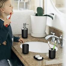 Badezimmer Accessoire Sets - Kunststoff schwarz 6-teiliges Set - Übersicht 5