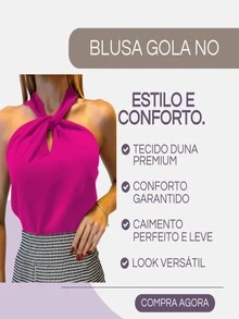 Duna Women's Halter Top, Elegant Wrap Collar, Stylish Summer Tank Top - 鏽棕色 - 查看 5