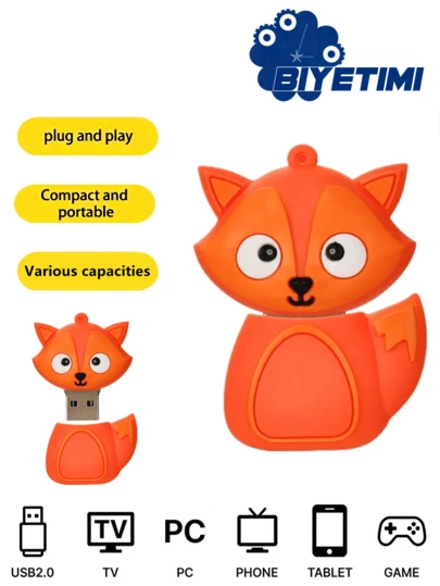  Biyetimi 128GB Sevimli Siyah Kedi Desenli USB Bellek, 64GB 2.0 Çizgi Film Köpek Desenli USB Bellek, 32GB USB Bellek, 64GB USB Bellek, Kız Çocuklar İçin Hediye