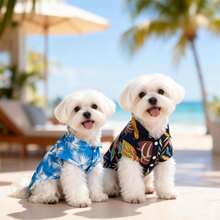 BJAYPET Áo sơ mi Hawaii thoáng khí cho thú cưng, cài cúc phía trước dễ mặc/cởi, phù hợp cho chó nhỏ đến trung bình như chó Maltese và Poodle, áo mát mẻ cho kỳ nghỉ hè. - Nhiều màu - Xem 4