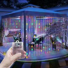 Luzes de fada cintilantes, decoração para pátio, 8 modos de iluminação para cortina de quarto e sala de estar, luzes decorativas para festas de casamento, iluminação decorativa para feriados, decoração interna e externa, decoração para festas de aniversário, decoração para camping e quintal, decoração de guirlanda de fadas, luzes de cortina com caixa de bateria, 4 opções de cores de luz, decoração para feriados, decoração para o Dia dos Namorados, decoração para criar atmosfera romântica no quarto, decoração para jardim, luzes decorativas para Natal e Halloween. - cortina de luz com caixa de bateria - Ver 18