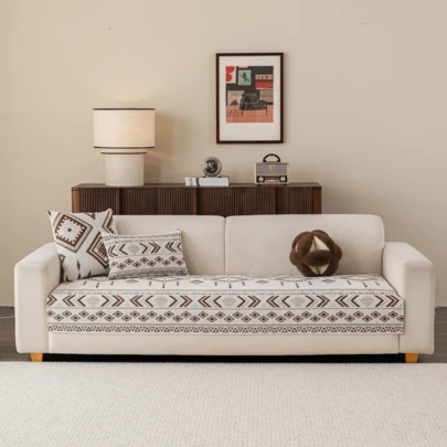 1pc Bohemian Style Sofa Cushion Cover, Chenille Fabric Sofa Slipcover, Non-Slip Fitted Sofa Protector, Luxurious 4-Season Universal Sofa Cover, Pet-Friendly Anti-Scratch, Dust-Proof, Easy To Clean, Non-Deformable, Fade-Resistant, Durable, Sofa Makeover, Sofa Decor, Enhance Ambiance, Fits 1-4 Seater, L-Shaped Sofa