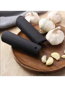 1个硅胶蒜瓣剥皮器，耐用便捷，厨房工具，手动蒜瓣剥皮器，适合厨房使用 - 黑色 - 查看 9