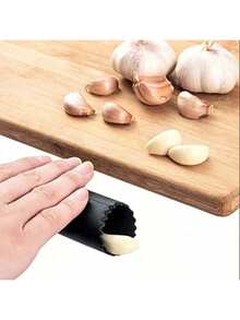 1个硅胶蒜瓣剥皮器，耐用便捷，厨房工具，手动蒜瓣剥皮器，适合厨房使用 - 黑色 - 查看 5