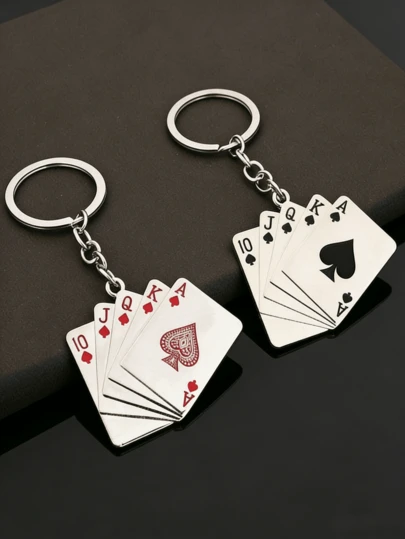 1 Piece New Personalized Acrylic Flat Playing Card Keychain Pendant Keyring Decoration Item