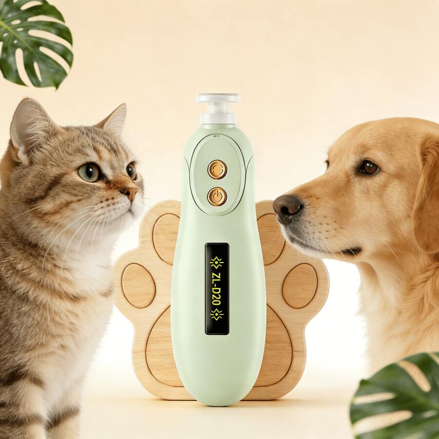 1个静音宠物指甲磨甲器，带LED灯，2档速度可调，Type-C充电式，适用于猫狗指甲修剪器，低震动电动美容工具，适用于小型、中型和大型宠物 - 查看 1