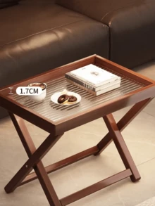 1 chiếc bàn phụ gấp gọn, khay ăn nhẹ cho ghế sofa phòng khách, bàn trà di động, bàn làm việc ngoài trời. - Bàn gấp bằng gỗ nguyên khối - Xem 4