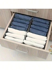 牛仔布隔层收纳盒，多功能衣物、裤子、内衣收纳盒 - 1件 - 查看 1
