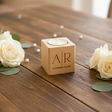 Personalized Wooden Candle Holder - Customized Engraved Wedding Guest Gifts Wholesale, Wedding Gifts, Personalized Candles, Engraved Candles, Custom Candles, Bridal Shower Favors, Rustic Wedding Gifts, Guest Thank You Gifts, Engraved Gifts, Personalized Gifts, Wedding Decor Candles, Custom Name Candles, Wedding Candles Wholesale, Party Favor Candles - Natural Wood Color - View 11