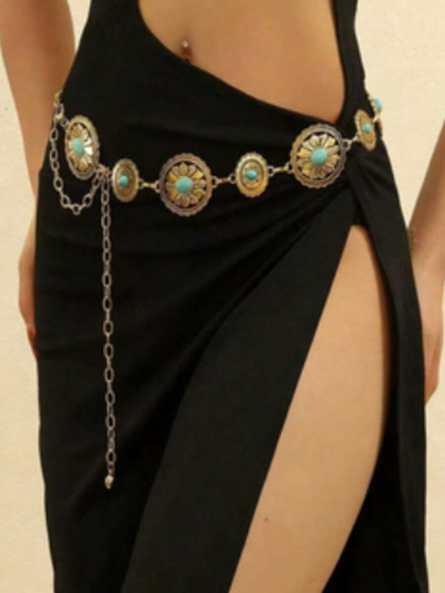 Vintage Elegant Handmade Iron Waist Chain - Gold - View 1