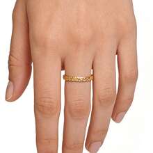 1pc French Minimalist Elegant Carved Asymmetrical Thin Hoop Ring, 316 Stainless Steel Material, 18K Plated Inside & Outside, Waterproof Fade-Resistant, Suitable For Daily Casual, Travel, Beach Wear, Stackable Design For Women - Thin "Crushed Ice" Women's Ring - View 5
