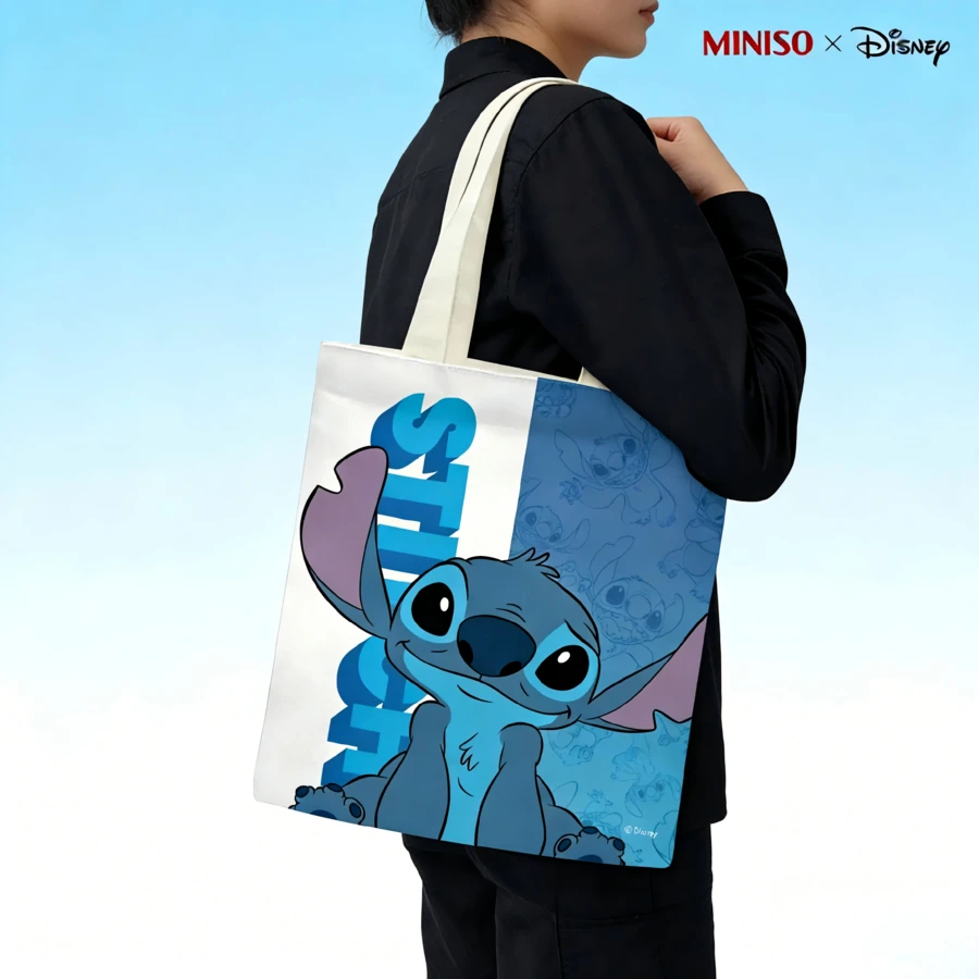 MINISO X Disney Stitch Large Capacity Canvas Tote Bag - Reusable Shopping Bag For Daily Use - 1 cái - Xem 1