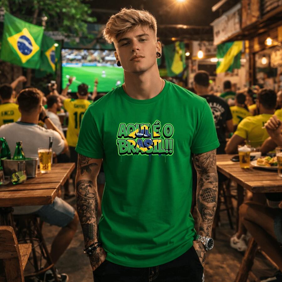 Unisex Printed T-Shirt Brazil World Cup 2026 Here Is Brazil 100% Premium Cotton Streetwear T-Shirt World Cup Oversized Casual Shirt Brazilian Fans Road To The Hexa - 綠色 - 查看 1