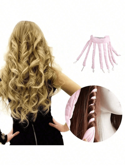 No-Heat Hair Curler, 8 Detachable Curling Claws, Adjustable Headband, Soft Satin Surface No-Heat Hair Curler, Suitable For Long Hair, Creates Effortless Curls, Women's No-Heat Hair Curler, Creates Wavy Curls, Hair Styling Tool
